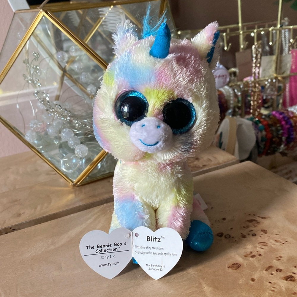 Blitz the Unicorn 6” Beanie Boo with Detached Tag